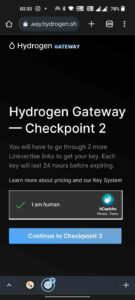 checkpoint 2 of hydrogen roblox key